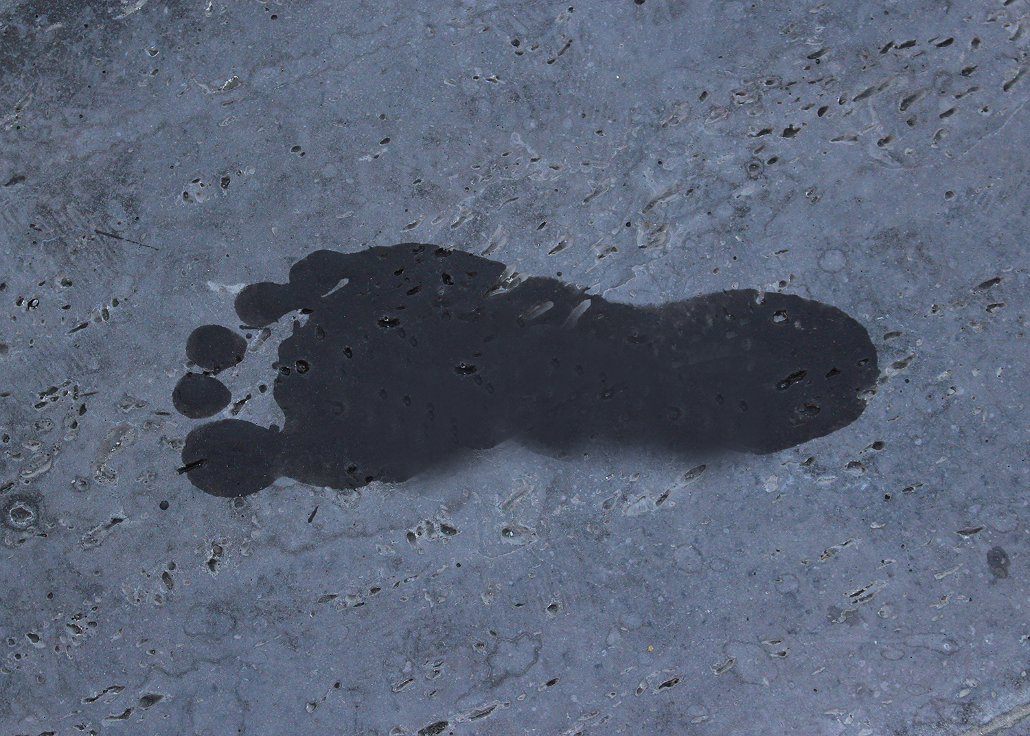 high angle view wet footprint floor 扁平